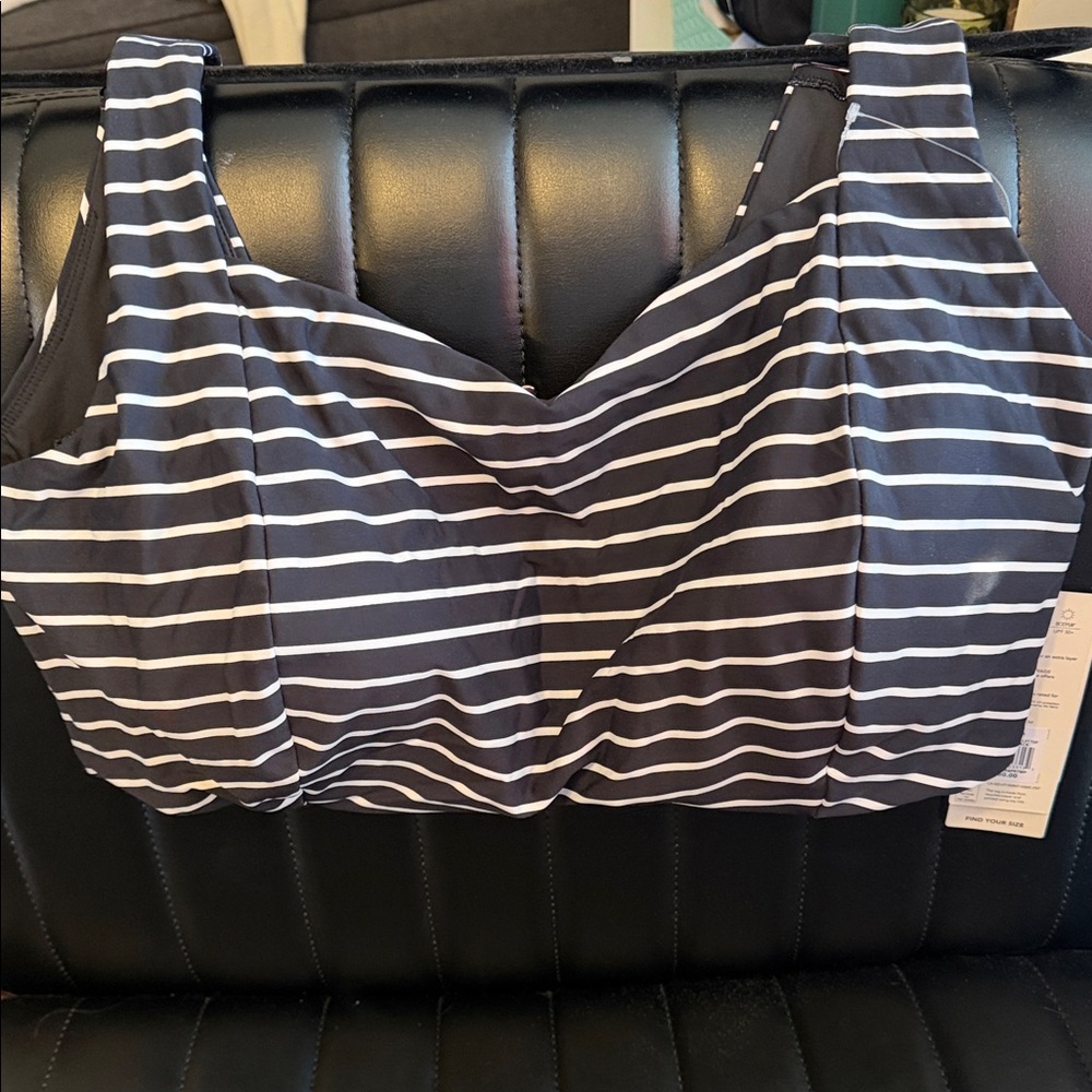 Alia Black and White Striped Bra